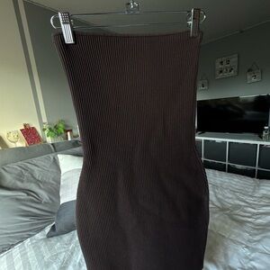 Babaton Ribbed Brown Dress